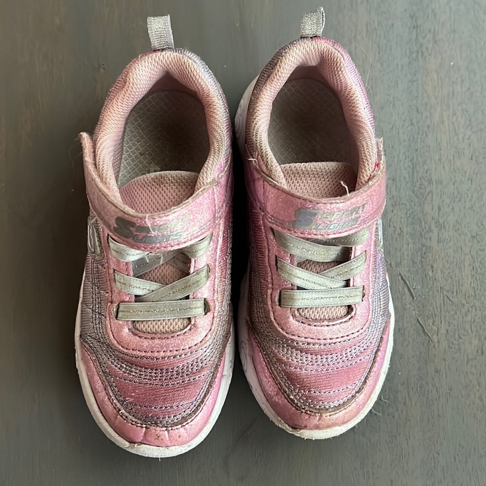 Sketchers Velcro light up sneakers. Cute pink color.